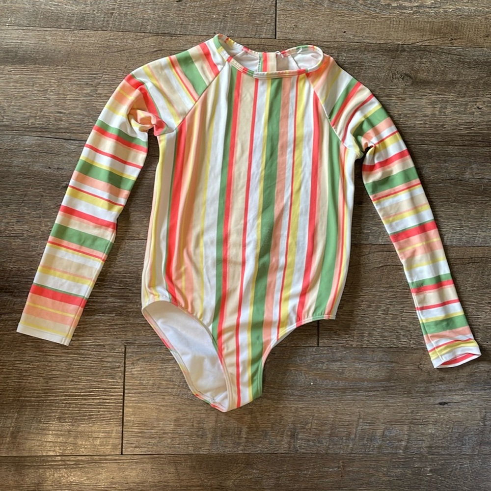 Roxy long sleeve one piece striped swimsuit